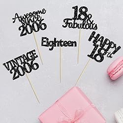 Gyufise 30Pcs Vintage 2006 Cupcake Toppers Glitter