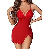 Avidlove Women Lingerie Lace Nightgown Chemise Spaghetti Strap Babydoll Modal Sleepwear V-Neck Full Slip Side Slit Nightwear