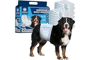 American Kennel Club Male Dog Wrap, Disposable Diapers with Wetness Indicator, Large, 50 Count