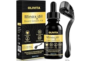 OLIVITA 5% Minoxidil Beard and Hair Growth Serum Kit For Men, With Biotin & Caffeine, Promotes Stronger, Thicker, Fuller Growth, Unscented, 1.7oz
