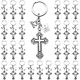 PHAETON 20PCS Cross Key Chains Jesus Cross Book Holy Bible Pendants Keyrings Religious Door Car Key Holders Jesus Key Rings Religious Favors for Christians Easter Prayer Gifts
