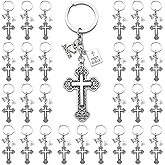 PHAETON 20PCS Cross Key Chains Jesus Cross Book Holy Bible Pendants Keyrings Religious Door Car Key Holders Jesus Key Rings Religious Favors for Christians Easter Prayer Gifts