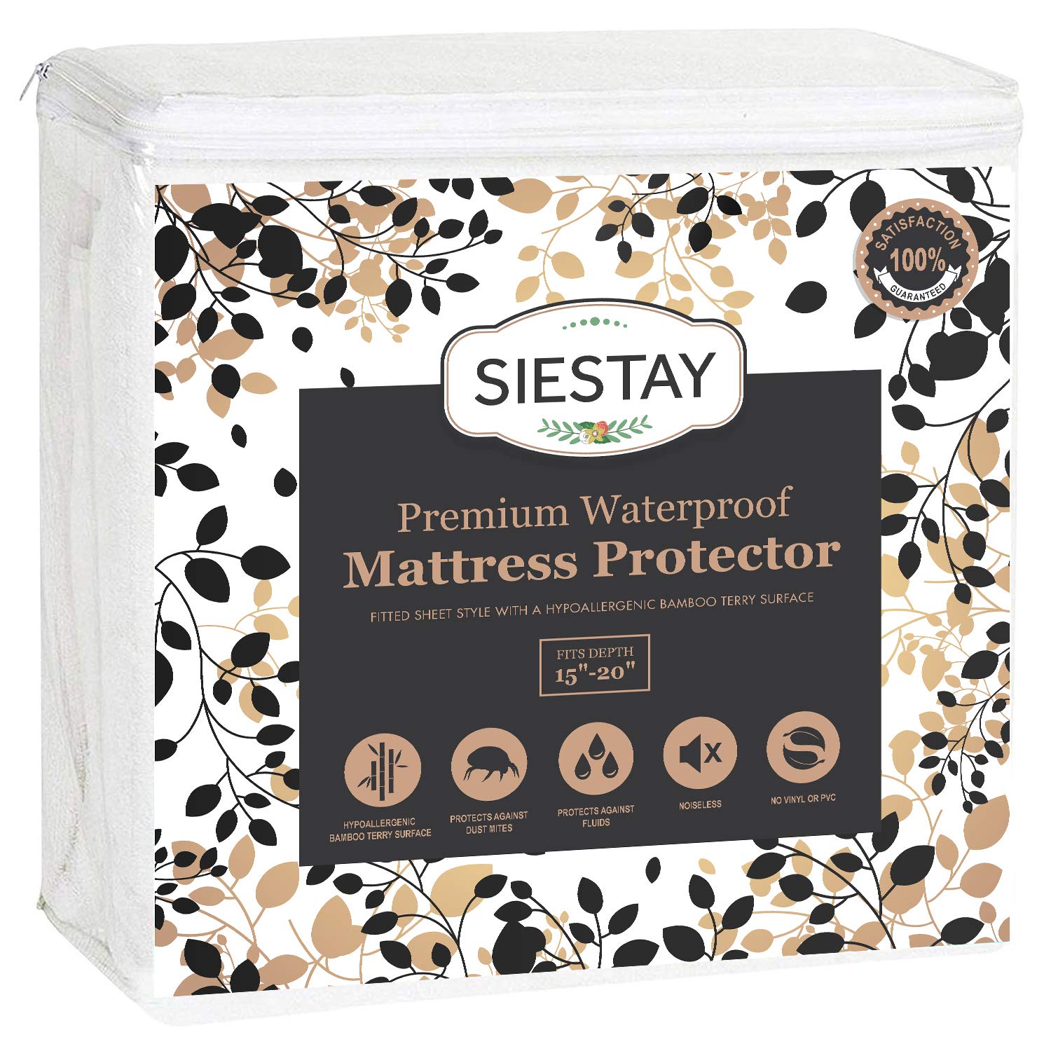 Siestay - Funda de colchón de bambú Impermeable, silenciosa ...