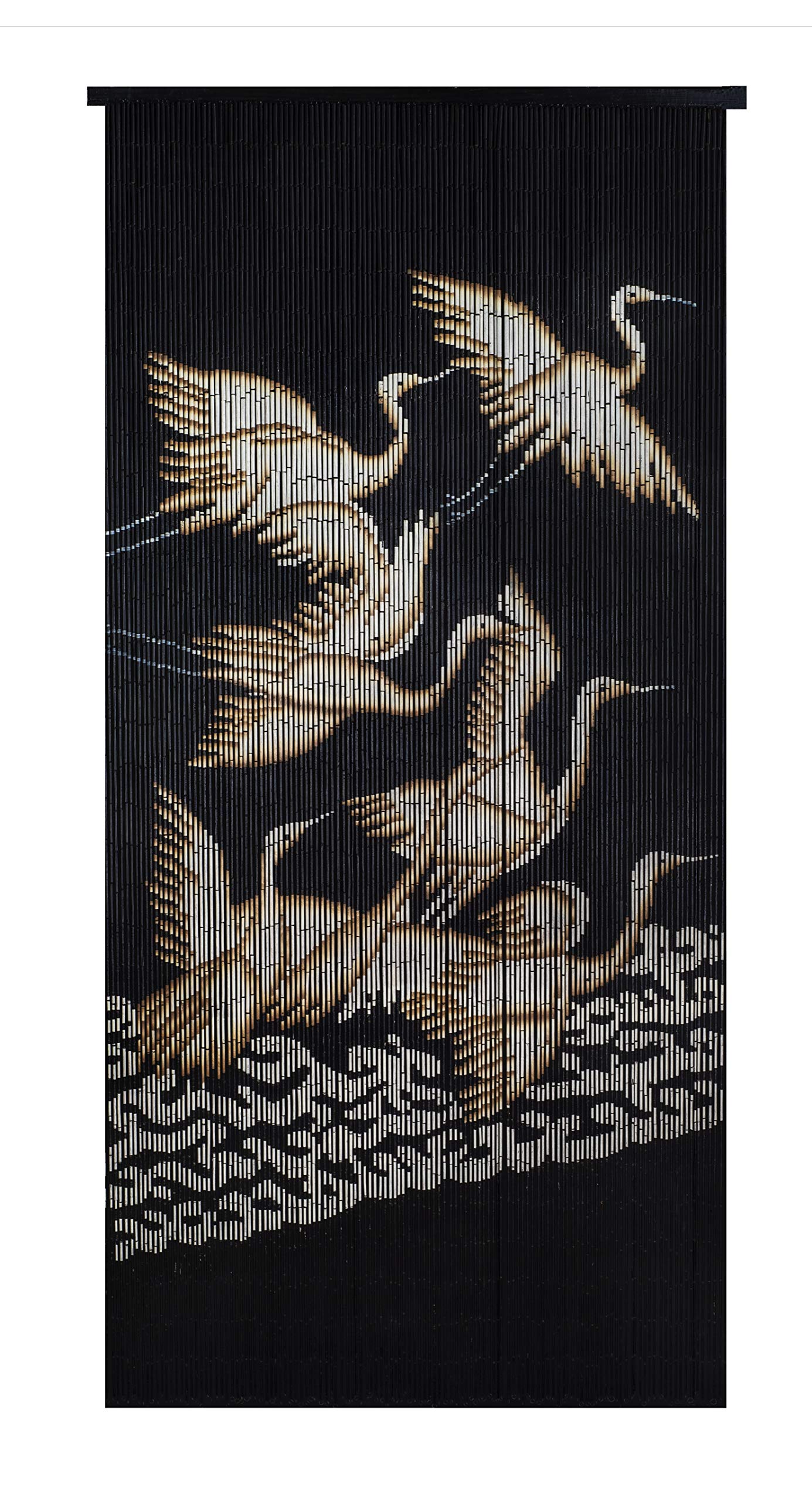 Hand Beaded Bamboo Curtain-Cranes
