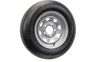 eCustomrim Trailer Tire and Rim ST145R12 Radial ST145/R12 Load Range D 5-4.5 Silver Spoke Wheel - 6 Year Warranty w/Free Roadside