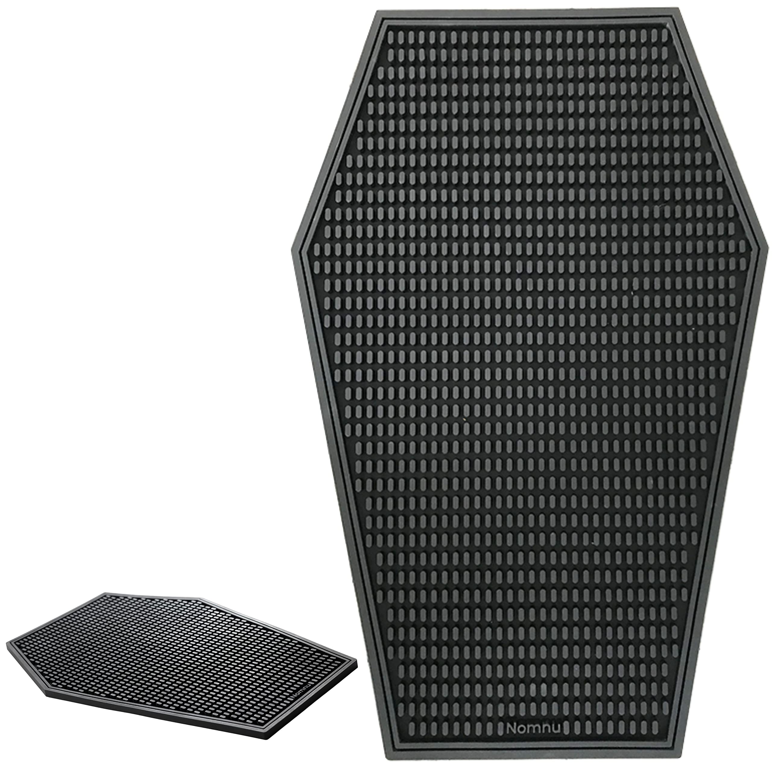 Nomnu Coffin Bar Mat - Goth Coffee Bar Mat for Countertop 17x11 Inch - Non-Slip, Spill Mat - Gothic Kitchen Decor Spooky Gifts, Black