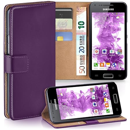 moex Samsung Galaxy S2 | Hülle Lila mit Karten-Fach 360° Book Klapp-Hülle Handytasche Kunst-Leder Handyhülle für Samsung Gala