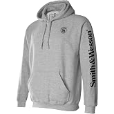 Smith & Wesson Officially Licensed Men's Hooded Sweatshirt, Long Sleeve Pullover Graphic Hoodie with Arm and Chest Logo