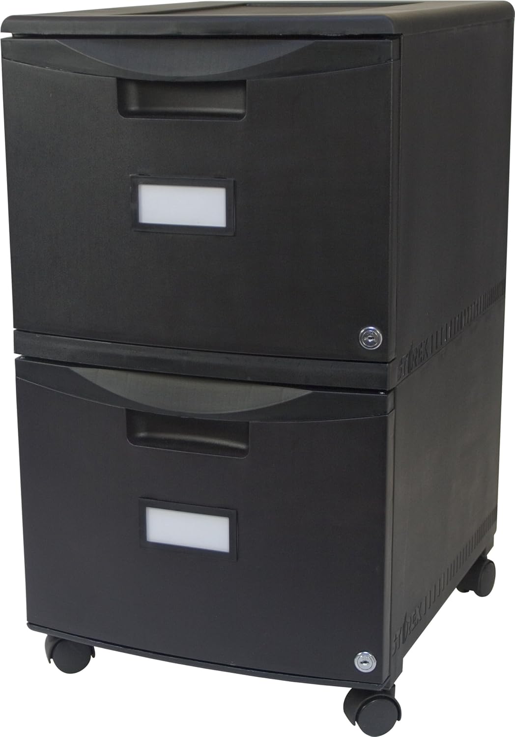 Amazon Com Storex 18 Inch Wheeled Two Drawer Locking Filing Cabinet Black 61309 Storage File Boxes Office Products
