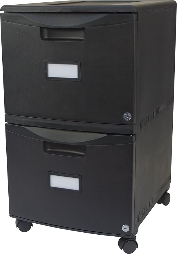Storex 18Inch Wheeled TwoDrawer Locking Filing Black (61309) Storage
