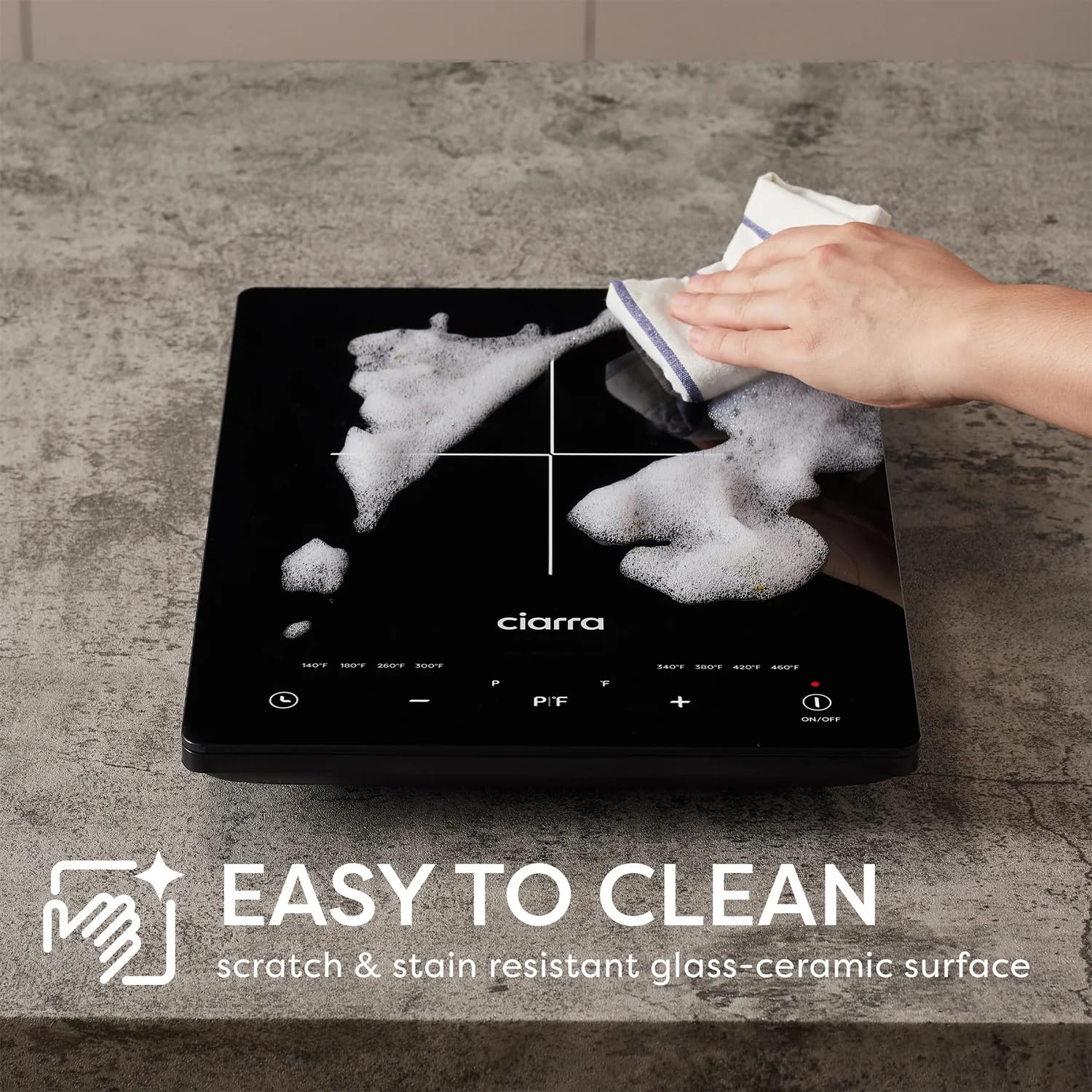 CDV 1800W Portable Induction Cooktop, Ultra Slim Single Electric Countertop Burner with Sensor Touch and Digital timer ETL Approved.