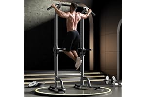 DlandHome Power Tower Pull Up Dip Station Multi-Function Fitness Equipment for Strength Training Adjustable Height Dip Stand for Home Gym