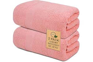SOFTOLLE 100% Cotton Luxury Bath Sheets - Pack of 2 (35" x 70") | Super Soft, Quick-Dry & Highly Absorbent Towels for Bathroom, Home, Spa & Gym (Pink)