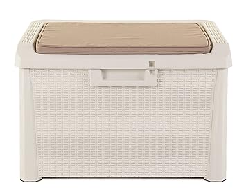 Ondis24 Kissenbox Santo kompakt Auflagenbox Gartenbox Allzweckbox Sitztruhe 120 Liter (Kompakt, Weiß)