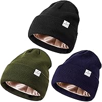 XRDSS Satin Lined Slouchy Beanie - Cable Knit Winter Hat For Women & Men, Warm Acrylic With Silk Lining (Green) - View #9