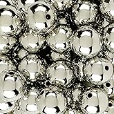 50 Round Silver Acrylic Beads 20mm Diameter with 2.6mm Hole