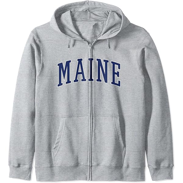 Amazon.com: Navy Retro Vintage Maine Zip Hoodie : Clothing