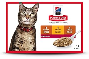 Hill's Science Diet Adult 1-6, Adult 1-6 Premium Nutrition, Wet Cat Food, Variety Pack: Turkey; Chicken; Turkey & Liver Minced, 5 oz Can Variety Pack, Case of 12