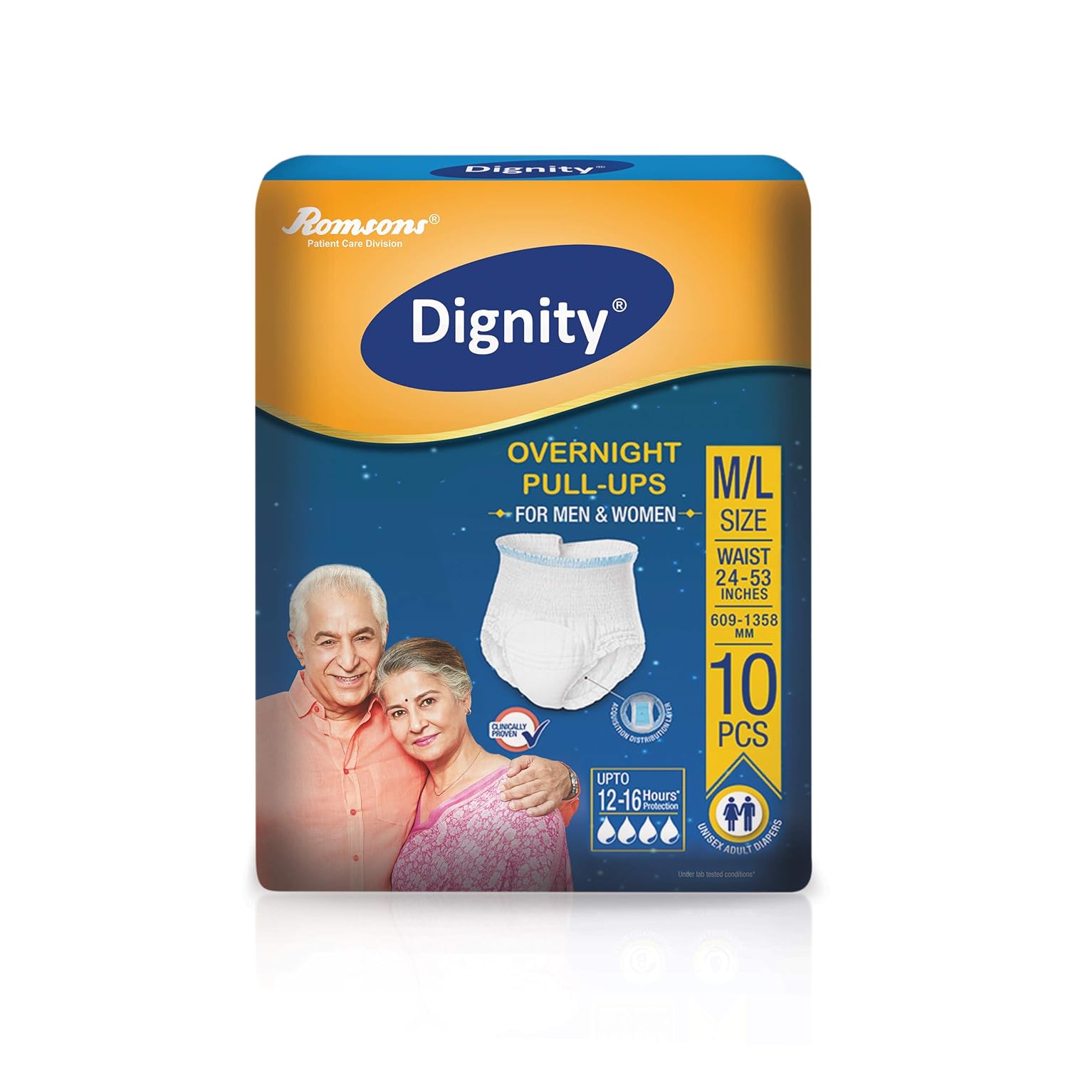 Dignity Overnight Pull Up Adult Diapers, MediumLarge, Waist Size 24