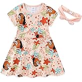 Disney Moana Girls French Terry Skater Dress with Headband for Toddler and Big Kids
