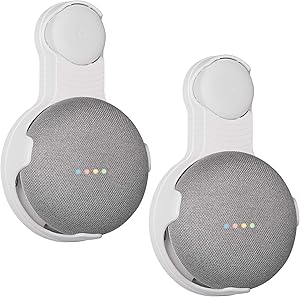 STANSTAR Wall Mount Holder, for Google Home Mini, Sturdy Brackets and Space Saving Speaker Stand Without Messy Wires and Screws(2 Pack)