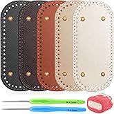 SilTriangle 5 Pcs Purse Bottoms for Crochet Bags with 2 Pcs Hook, Crochet Purse Kit Basket Base Leather Bag Bottoms for DIY Bags Making Supplies Kit Knitting(Classic Color)