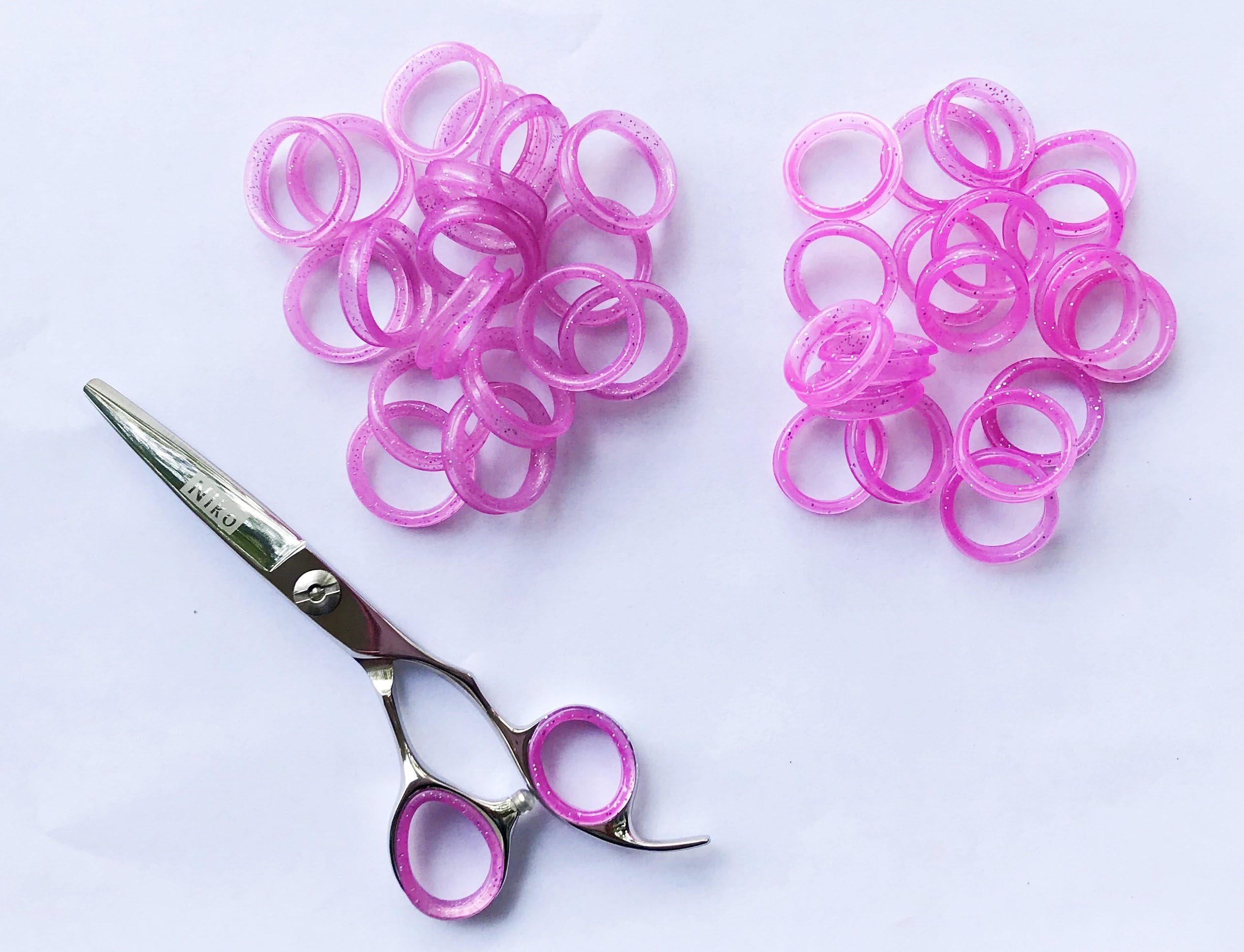 10 Pink Rubber Rings Thumb Ring Sizing Insert for Grooming Scissors 5L, 5S