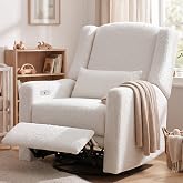 SENYUN Power Swivel Rocker Recliner, Big Comfort, for Nursery, Cream | Soft Glider Rocking Chair with Lumbar Pillow &amp; USB Charging Port, Swivel Glider Chair for for Nursery Living Room