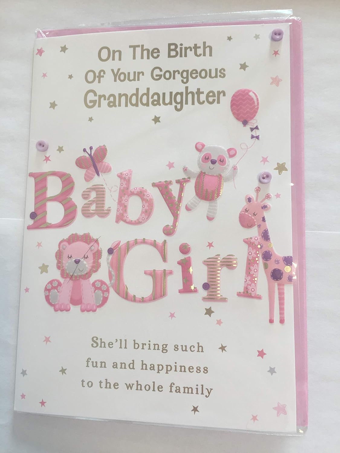 On The Birth of Your Granddaughter Baby Girl New Baby Card to