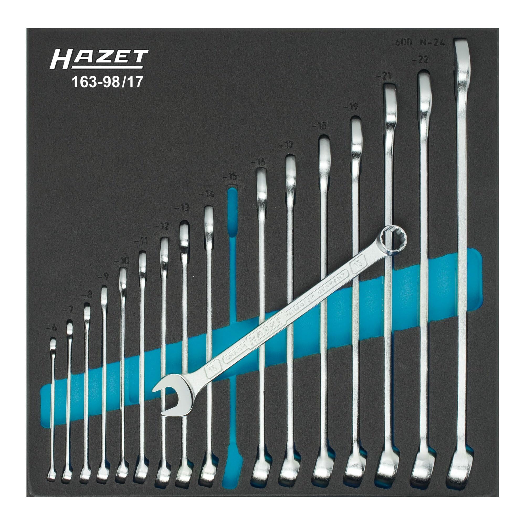 HAZET 163-98/17 12-Point Traction Profile Combination Wrench Set - Multi-Colour