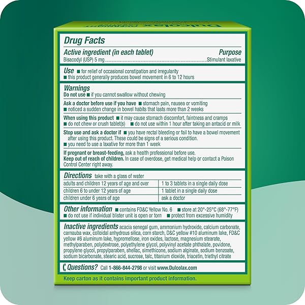 DULCOLAX LAXATIVE TABLETS – 50 CT, PACK OF 5
