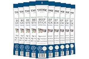 Think Jerky Original Beef Sticks, Gluten and Sugar Free, No Nitrates, Keto Paleo Friendly High Protein Low Carb Meat Snack - 1.0 oz Sticks, 10 Pack