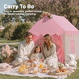 Wilwolfer Princess Play Tent for Kids Indoor Beige Pink 77x113x115 cm view 8