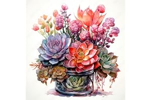 croshom Flowers Diamond Painting Kits for Adults, Diamond Art Succulent Kits for Adults Beginners, 5D DIY Full Drill gem Art Rhinestone Art Craft Kits for Home Wall Decor Gifts 14x14 Inch