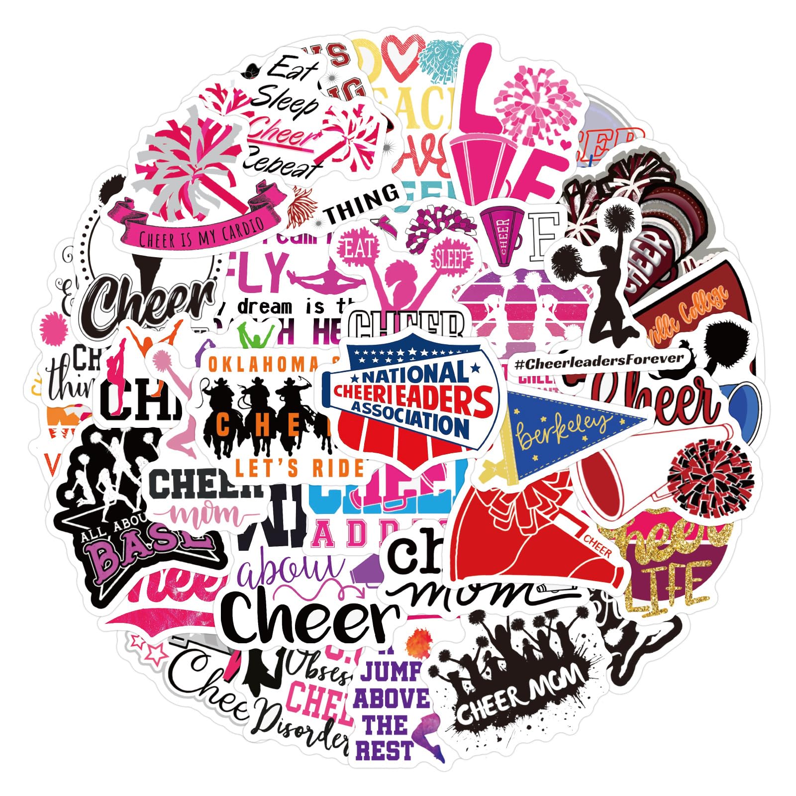Photo 1 of 60PCS Cheerleading Stickers,Vinyl Waterproof Decals,Perfect Cheer Gifts for Cheerleader Girls,Teenagers,Pink Cheering Girl Positive Stickers for Water Bottles Laptop Luggage Computer (Cheer)