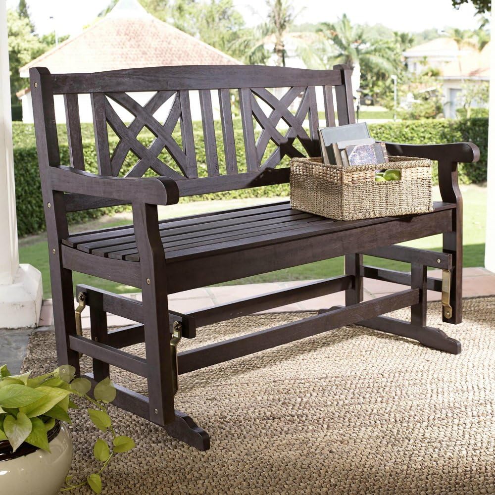 Amazon Com Outdoor Patio Glider Loveseat Wood Bench Rocker Porch
