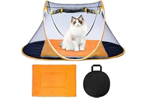 EPINOVO Cat Tent Outdoor with Mat, Portable Outdoor Cat Enclosures Suitable for Bearded Dragon, Dogs and Small Animals, Foldable Pet Tent with Carry Bag Cat and Mat (Orange+Mat)