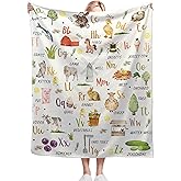 Farm Animals Blanket Cute Alphabet Blanket Alphabet Learning Gift for Kids Girls Boys Super Soft Flannel Throw Blanket for Sofa Couch Camping Travel Warm Cozy Bed Home Decor,40"x50"for Kids/Baby