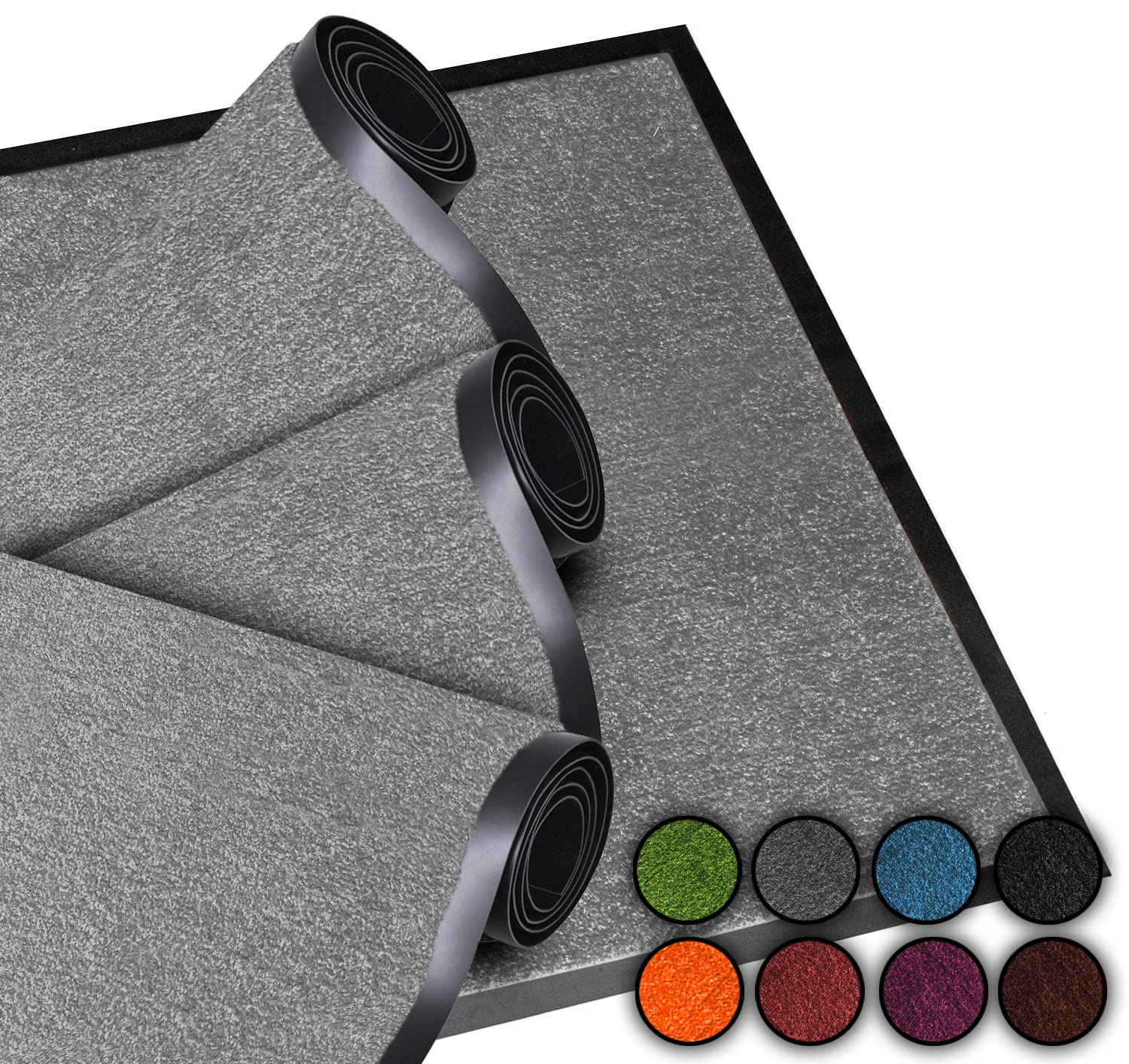 LucaHome Door Mat Entrance Home Indoor and Outdoor Door Mat | Outdoor Rug for Door Entrance Home, Washable, Padded, Non-Slip, Hallway, Kitchen, Bedroom (Silver 2 Units, 40 x 60 cm)
