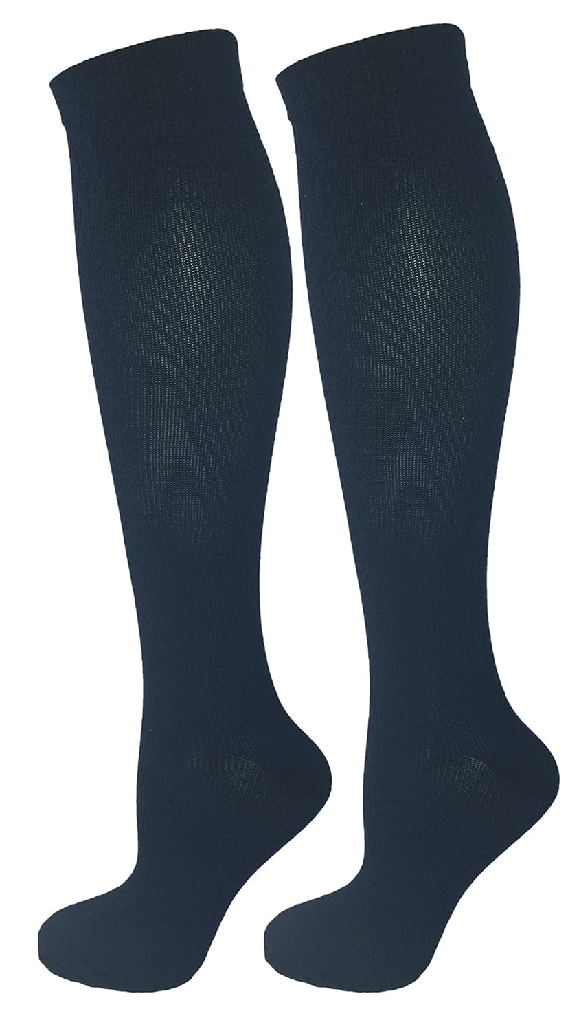 2 Pair S/M Navy Blue Compression Socks for Women and Men Best for