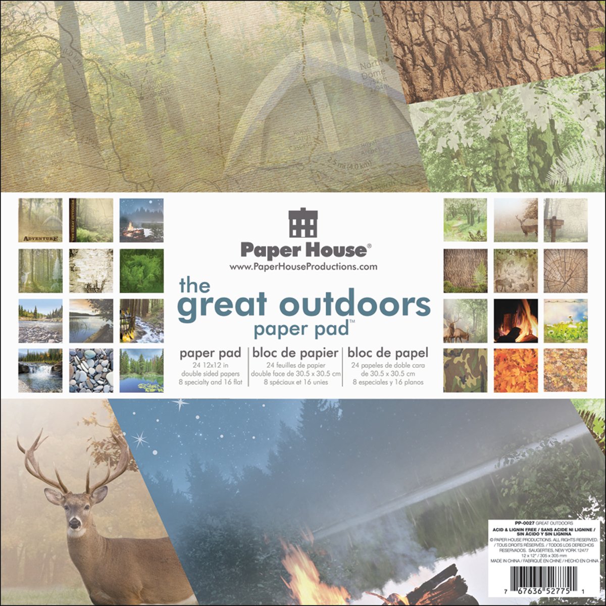 Paper House Double-Sided Paper Pad-Great Outdoors, 12 x 12 inch, (Pack of 24)