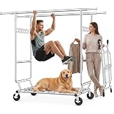 HOKEEPER Clothes Rack Heavy Duty Clothing Rack Load 650 LBS Collapsible Garment Rack with Wheels Double Rod Clothes Rack for Hanging Clothes Commercial Portable Closet Rack with Shelves 22"D*75"W*68"H