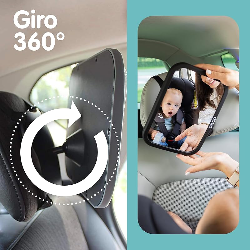Onco Car Mirror Baby Rear Seat - 100% Shatterproof, Espelho retrovisor do carro do bebê, Universal Fit, espelhos retrovisores do carro, espelho do carro para ver o bebê, bebê recém-nascido