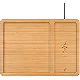 [PJ Collection] Bamboo Valet Tray with Wireless Charging, Valentine's Day Gifts, Gift for Dads, Birthday Gifts for Him, Wirel
