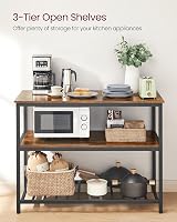 VASAGLE Kitchen Shelf with Large Worktop 60 x 120 cm 3-Tier view 6