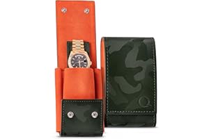 QWATCHBANDS Watch Travel Case Pouch - Genuine Leather Watch Pouches for 1 or 2 Watches - Luxury Watch Accessories in 10 Colors