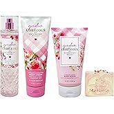 Bath & Body Works Gingham Gorgeous Trio Gift Set - Fragrance Mist, Body Cream and Body Scrub - with a Himalayan Salts Springs Bar Soap - Full Size