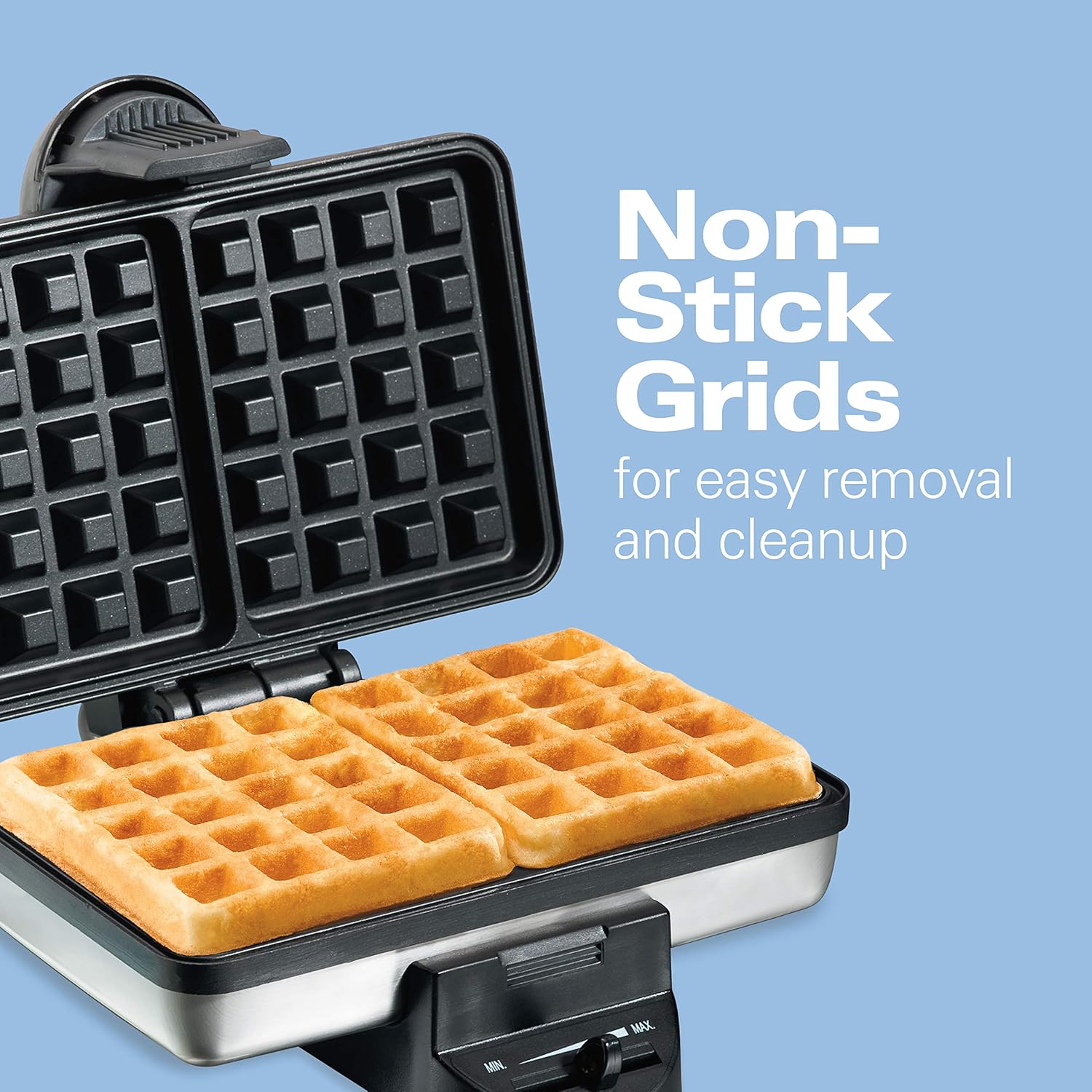 Hamilton Beach 2-Slice Non-Stick Belgian Waffle Maker with Browning Control, Indicator Lights, Compact Design, Premium Stainless Steel (26009): Electric Waffle Irons: Kitchen & Dining