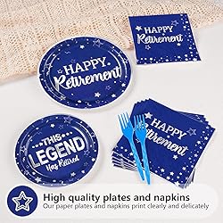 Grencian 96 Pcs Retirement Party Supplies Blue and