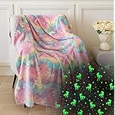Glow in The Dark Unicorn Blanket for Kids – 280GSM Thick Flannel, Soft Cozy Fleece Throw, Cute Christmas & Birthday Gift for Girls & Boys, Magical Glowing Blanket for Bed, Couch & Travel